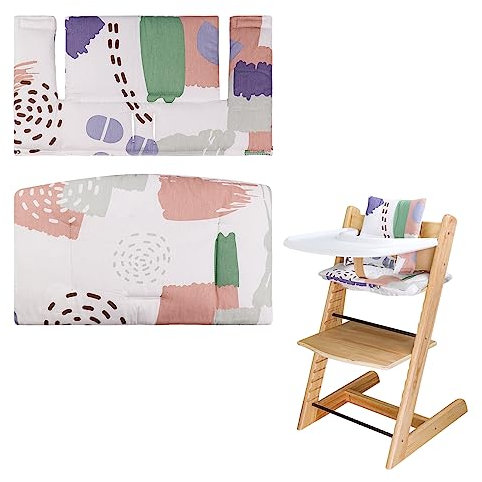 LLHQAMT For Tripp Trapp High Chair Cushion, Soft And Comfortable Baby Seat Cover With Cute Graphics, For Tripp Trapp Cushion Makes Baby Sitting Safer And More Comfortable (Colorful pattern)