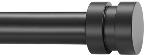 Gardinenstangen, verstellbar, 40,6–304,8 cm lang, mattschwarz, 2,5 cm Durchmesser, Spleißstangen-Set mit Aluminium-Endstücken für Fenster, Türen, Vorhänge