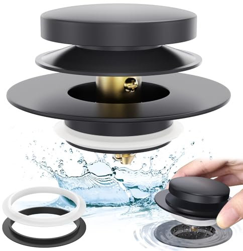 Bouchon de vidange Universel Noir Mat de Rechange pour Baignoire, remplace Les bondes de vidange de Baignoire de Salle de Bain, remplace Les bondes à Levier de Levage et de Rotation pour Baignoire,