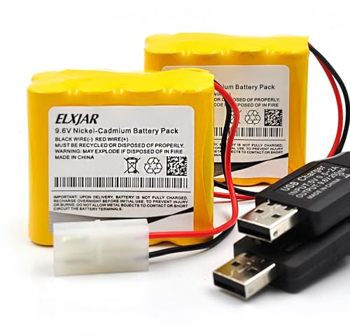 Coonyard (2-Pack) 9.6V 1000mAh NI-CD Rechargeable Battery Pack Replacement for HuanQi 781 728 RC 1:24 M1A2 Toy Tank, RC Car, RC Battle Tank, RC Boat Model Toys Household Appliances