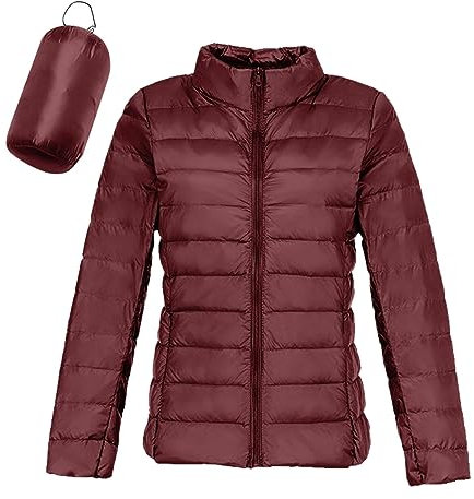 Leichte Übergangsjacke Damen: Leichte Gefüttert Günstig Winterjacke Daunenjacke Reißverschluss ohne Kapuze Lang Übergangsjacke Steppjacke Kurz Langarm Warme Skijacke Softshelljacke