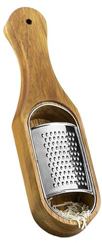 Cheese Grater With Container Stainless Steel Cheese Shredder With Wooden Handle Shredder Zester Grater Box Kitchen Handheld Cheese Spoon Grater for Cheese,Lemon,Chocolate