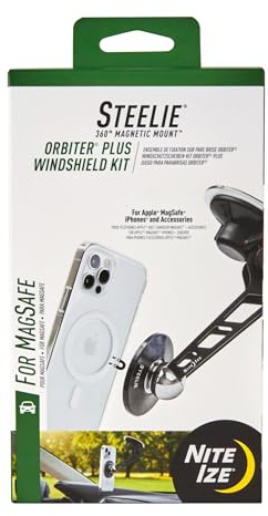 Nite Ize Steelie Orbiter Plus Windschutzscheiben-Set, Handyhalterung für Auto-Windschutzscheibe, Alternative zu Auto-Armaturenbrett- und Lüftungsschlitz-Handyhalterungen, kompatibel mit