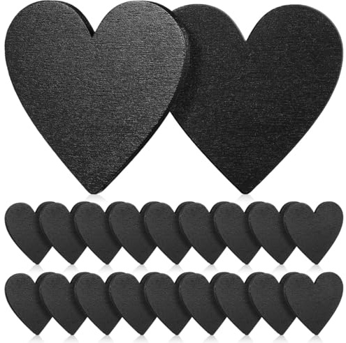 PRETYZOOM Herzförmige Holzscheiben 2 Zoll Kleine Schwarze Holzherzen Für Diy Basteln Hochzeit Party Tischdekoration Platzkarten