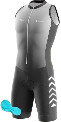Summer Cycling Skinsuit Triatlón for Hombres, 2024 Traje de Ciclismo Acolchado de una Pieza para Hombre, Pro Manga Corta Traje de Ciclismo, MTB Mono Bueno para Correr (P4,XL)