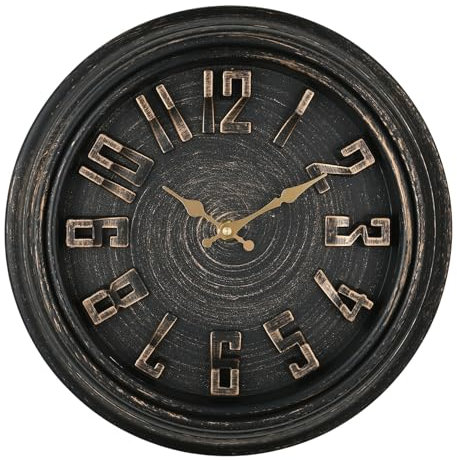 DIYZON Extra Große 40 cm Wanduhr, Ohne Ticken und Batteriebetrieben, 3D-Zahlen für einfaches Ablesen, Geeignet für die Dekoration Jedes Lnnenbereichs - Küche - Wohnzimmer (Schwarz)