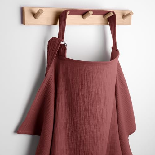 Comfy Cubs Muslin Nursing Cover, Pack of 1, 100% Muslin Cotton Breastfeeding Cover Up - Soft & Breathable Baby Nursing Scarf with Adjustable Neck Strap - Portable Essential for Newborn - Wine