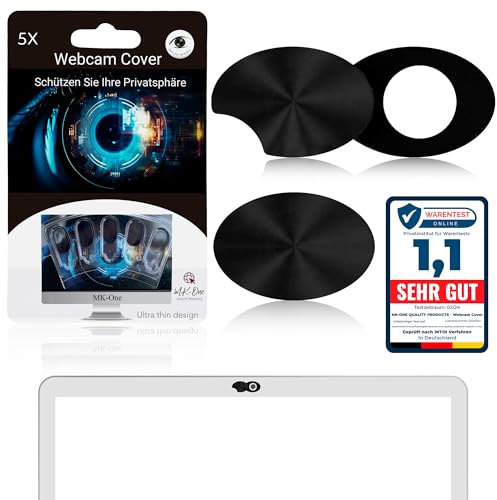 MK-One Premium Kameraabdeckung 5 Stück - Ultradünne Webcam Cover 0,7 mm für Laptop, Smartphone und Tablet - Schwarz, Selbstklebend