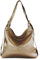 modamoda de T192 Damen Leder Rucksack Schultertasche 2in1 handmade in Italy, Farbe:Altgold-Metallic