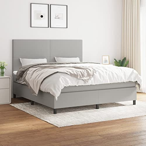 Willood Boxspringbett mit Matratze Hellgrau 180x200 cm Stoff Schlichtes Design Hohes Kopfteil