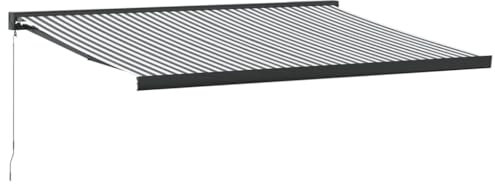 vidaXL Toldo retráctil Aluminio y Tela Gris Antracita y Blanco 4x3 m, toldo, toldo de Patio, Dosel de toldo, toldo de Puerta, Dosel retráctil