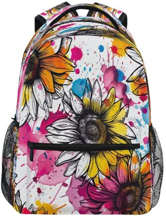 JUMBEAR Gorgeous Sunflowers Kids Backpack,Travel School Bags 16 Inch Laptop Backpack for Teenage Girls Boys -S