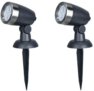 MeLiTec 2er Set LED Gartenstrahler GL11-1 Edelstahl anthrazit