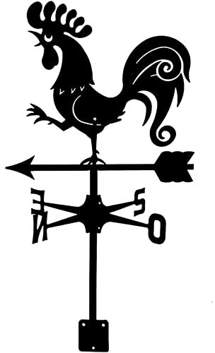 Banderuola a forma di gallo, in metallo, vintage, nera, indicatore di direzione cava per esterni, giardino, tetto, paddock decorazione, banderuola
