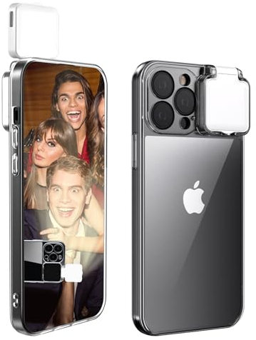 CEXHG with LED Built-in Light-Up Selfie Light for iPhone 16 Pro Max Case Compatible TIK Tok/Stream/Makeup/Live/Video- Selfie Illuminate Clear
