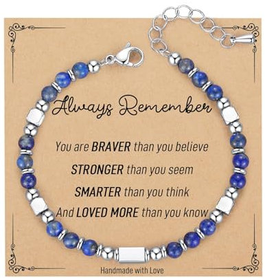 SIXDUTON Regalo Donna Acciaio, Regolabile Bracciale Donna Argento Amicizia Bracciali, Gioielli Regalo Compleanno Natale per Sorelle Amico Collega Fidanzata Moglie Figlia Mamma (Lapislazzuli)