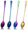 4 cucchiaini da tè da gelato con manico lungo da 19 cm, cucchiaini da cocktail placcati in acciaio inox, cucchiaini da caffè colorati, in acciaio inox, per mescolare frappè e dessert