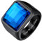Bestyle Edelstahl Fingerring Herren mit Blau Stein Cubic Zirkonia CZ Band Ringe für Männer, Fingerring mit Gravur Versprechen Ring für Hochzeit Verlobung Valentinstag,Schwarz,Größe 70