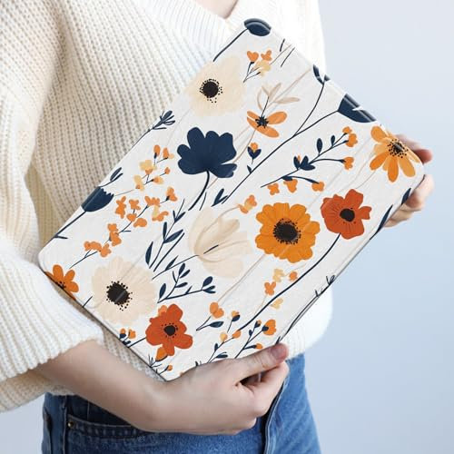 Cover for iPad Pro 10.5 with Pencil Holder Floral Case for Apple iPad 9th 8th 7th Generation 10.2 Inch iPad Air 3rd Gen Case Flower Smart Slim Trifold Stand Protective Cover