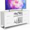 KIRVOVIY Chest of Drawers, Fabric Storage Drawers for Bedroom, TV Stand with Storage Shelf, Castors and Metal Frame (White)