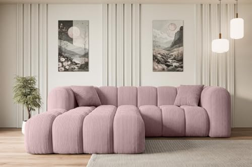 ALTDECOR Ecksofa in L-Form Olea-L1 231x173x74 - Rosa | Corner Sofa Bett Eckcouch Couch Wohnlandschaft Cauchsofa