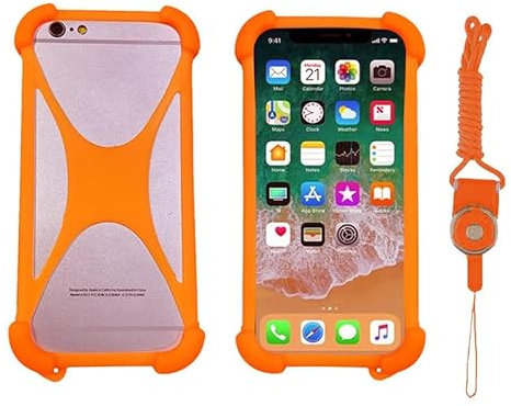 ABCTen Case for Doro 8035 8040 Shock-Absorption Bumper Cover Protective Rubber Silicone Phone Case for Doro Leva L10 L11 11s X10 Case With a Strap (Orange)