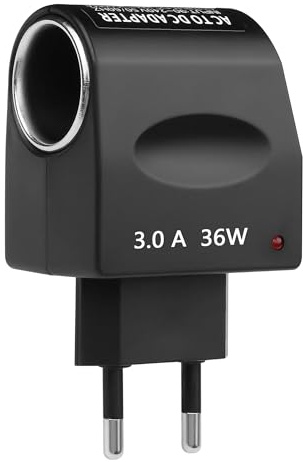 CERRXIAN AC-zu-DC-Konverter,Europäischer Stecker-auf-Auto-Zigarettenanzünder-Adapter 230 V auf 12 V und 3000 mA, max. 36 Watt, Auto-Netzteil, Mini-Spannungswandler, EU-Stecker (36W)