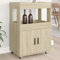 Makastle Servierwagen Bar, Küchenwagen mit Rollens, Küchenregal, Mobiler Barwagen, 3 Ebenen Küchenwagen Rollwagen, Sonoma-Eiche 60x39,5x89 cm Holzwerkstoff