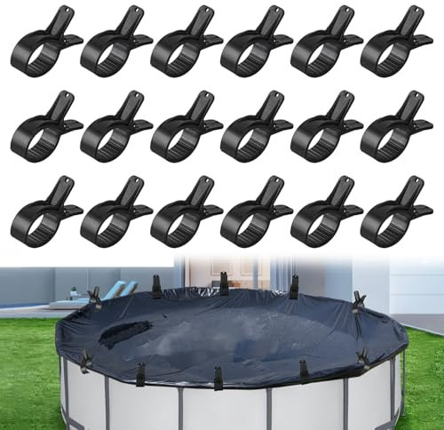 18 Stück Pool Klammern Für Abdeckplane, Rutschfester Poolklammern, Klemmzwingen Poolabdeckung Befestigungsklammern Für Pool Zubehör Für Pool Abdeckungs Siloplane Winter Federklemme (Schwarz, Klein)
