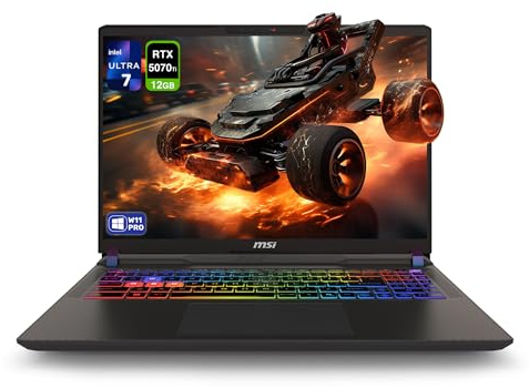 MSI Vector 16 HX AI Gaming Laptop, Intel Ultra 7-255HX, 64 GB DDR5 RAM, 2 TB PCIe SSD, 16 FHD+ (1920x1200) 144Hz Display, Nvidia G-Force RTX 5070Ti, 24 Zone RGB Keyboard, W11 Pro, Cosmo Gray