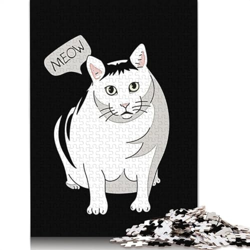Puzzle 500 Teile Meow Meme Puzzle Jungen und Mädchen Schwierigkeitspuzzle Lernspielzeug Spiele Familiendekoration 500 Stück (52x38cm)