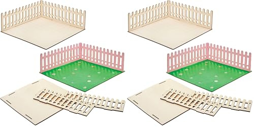 Baker Ross FN256 Mini Wooden Doll House Garden Kit - Pack of 2, Kids Dolls House Kit, Handcraft Construction Kit