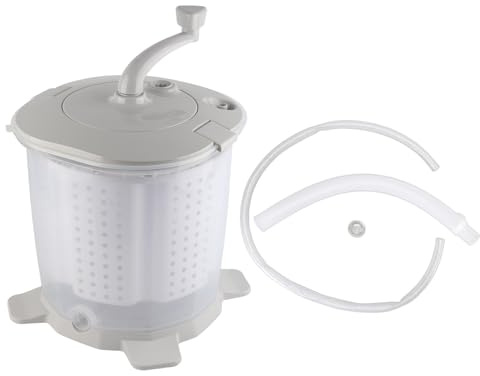 Tragbare Handkurbel-Waschmaschine, manuelle, nicht elektrische Waschmaschine, schnelle Dehydrierung für Schlafsaal, Wohnung, Camping, nordisches Grau, ABS-Edelstahl