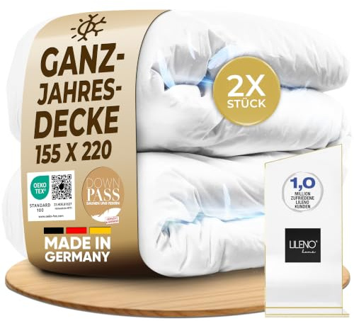 LILENO HOME Daunendecke 155x220 Ganzjahresdecke (90% Daunen / 10% Federn) – | Flüsterleise, Anschmiegsame & Wolkenweiche Bettdecke Daunen – Made in Germany, Oeko-Tex & 60 °C Waschbar