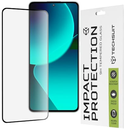 Techsuit Displayschutzfolie für Xiaomi 13T, Xiaomi 13T Pro Gehärtetes Glas mit 9H Härte, Vollständige Abdeckung, Stoßschutz, Oleophobe Beschichtung, Anti Fingerabdruck, Blasenfrei, 111D Full Glue