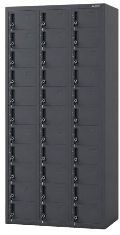 Jan Nowak Mitarbeiterschrank Schließfachschrank 33 Fächer 185x90x45 cm | Spind Metall, Fächerschrank abschließbar, Aufbewahrungsschrank für Büro, Personalraum, Schule, Umkleide, Lager