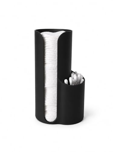 Generisch Wattepad- und Ohrstäbchenhalter 2-in-1 Badezimmer Organizer für Wattepads & Wattestäbchen – Moderne Aufbewahrungsbox für Bad und Schminktisch, (aus Kunststoff) weiß (schwarz)