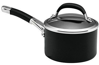 Circulon Premier Professional Large Saucepan 18cm - Induction Saucepan Non Stick with Glass Lid & Stainless Steel Base, Dishwasher Safe, Black