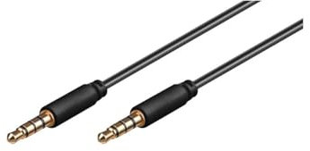 goobay AVK 182-0050 mini Cable AUX, cable de audio, cable de conexión, cable de jack, conector de 3,5 mm (4 pines, estéreo) > Jack 3, 5 mm (4 pines, estéreo), 4 pines, 0,5 metros, negro