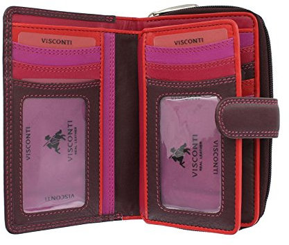 Visconti Porte-Monnaie Rio en Cuir Souple pour Femmes Style R13 Prune Multi