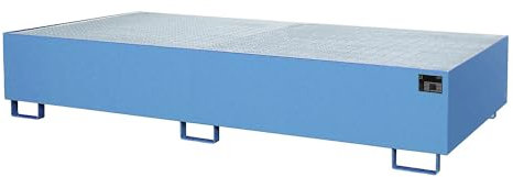 Bauer | Regal-Bodenwanne | 1000 l Auffangvolumen | LxBxH 2650 x 1300 x 435 mm | mit Gitterrost | blau lackiert