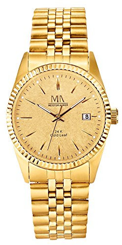 Meister Anker Herren Uhr 21,5cm Zirkonia Edelstahl gelb Quartz Mineralglas 490000143