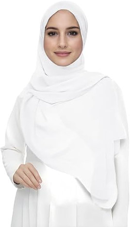 Lina & Lily Damen Muslim Premium Chiffon Hijab Kopftuch Schal aus Leicht Stoff (Weiß)