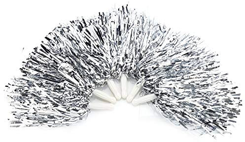 Pompons Cheerer,Cheerer Pompons,Cheering Poms,Cheering Pompom Silber,Pompons 6/12 Stücke Cheerer Pom Poms Cheering Poms Blume Hängen Metallfolie Pom Poms Kader Jubel Sport Party Dance Nützliche Zubehö