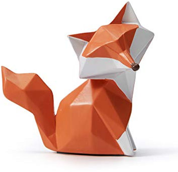 HAUCOZE Fuch Figur Skulptur Fox Deko Statue Tier Geschenk Modern Arts Polyresin 10cm