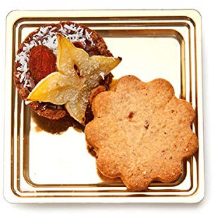 POLOPLAST Mini bandejas Finger Food con Motivos de plástico Oro Mignon Cuadrado