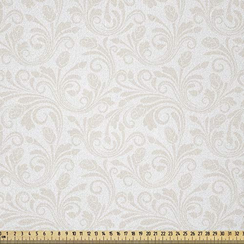 ABAKUHAUS Elfenbein Stoff als Meterware, Mittelalterliche viktorianische Blütenblätter, Microfaser Stoff für Dekoratives Basteln, 1M (230x100cm), Weiß Beige