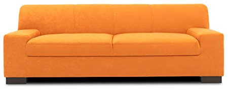 DOMO. collection Sofa Norma, 3-Sitzer Couch, 3er Polster-Garnitur mit Holzfüßen, 212 x 85 x 74 cm (BxTxH), Feinstoff orange
