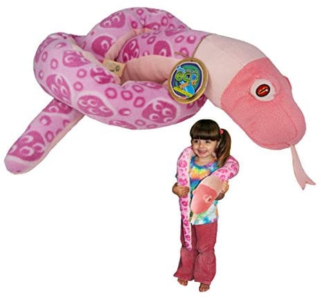 EcoBuddiez Snakes - Pink Coral Snake from Deluxebase. 140cm Plush Snake Soft Toy, Large Eco-Friendly Stuffed Animal Made with Recycled Plastic Bottles. Sustainable Plush Animal Toys and Gifts.