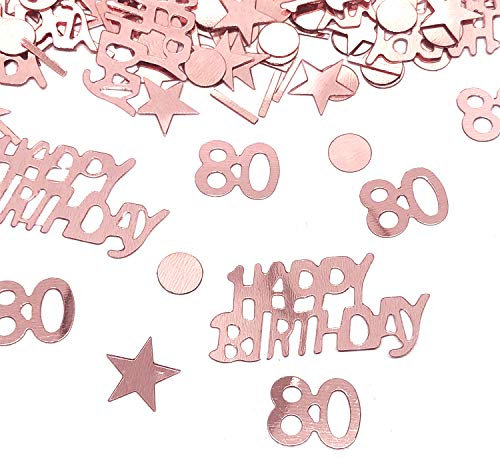 YouU Tischkonfetti Happy Birthday Text Deko Konfetti Geburtstag Party Geburtstagsdeko Gold Tisch deko Ballons Sterne Happy Birthday mit Punkten Tischdeko 35g / 700 Stück (Roségold) (Nummer 80)